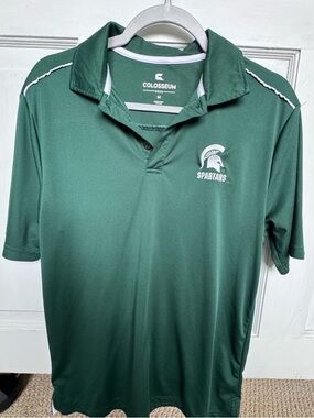 Colosseum Men's Dark Green Spartans Polo with White Accents